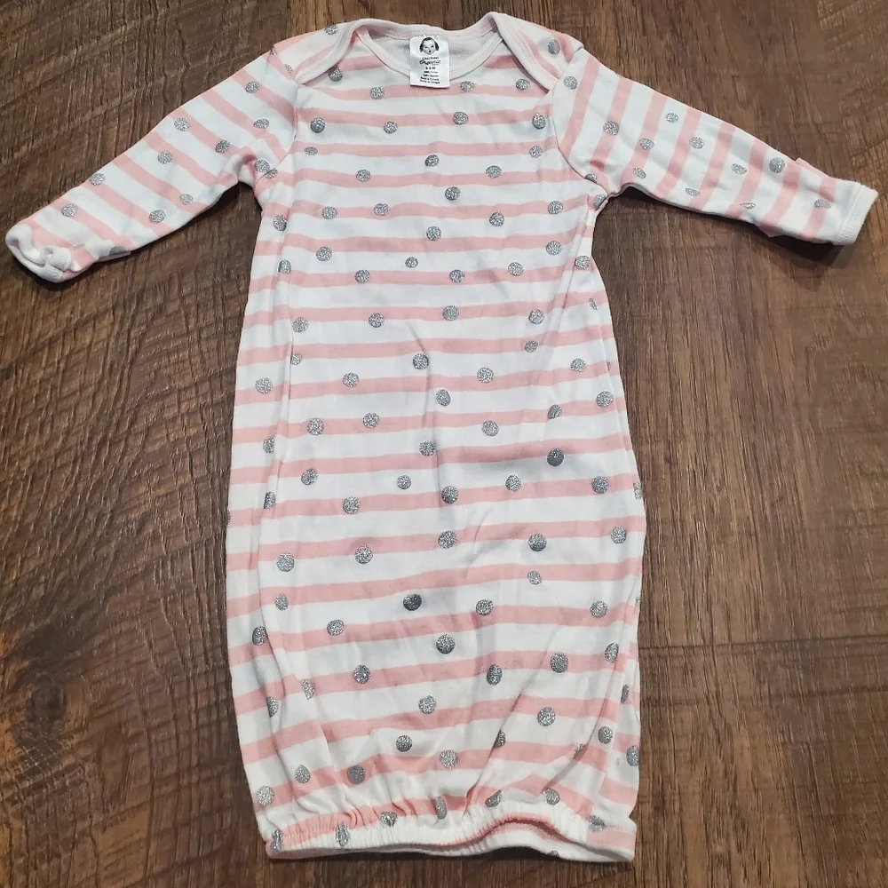 Gerber Baby Girl Cotton Sleep Sack Pink Striped Silver Sparkle Polka Dot Infant